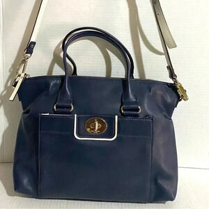 Kate spade navy blue leather satchel handbag